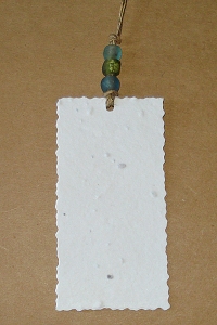 Grow-A-Note Gift Tag (Deckled or Plain Rectangle with Choice of Paper Color & Bead Color....Set of 10)