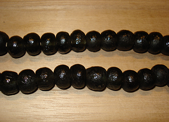 10 Dark Charcoal Artisan Large Recycled Glass Beads