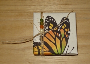 Handmade Hemp Fiber Ecobutterfly Monarch Print Gift Box 3"x3"x1.5"