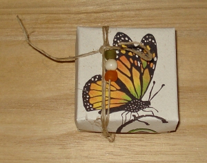 Handmade Hemp Fiber Ecobutterfly Monarch Print Gift Box 2"x2"x1"