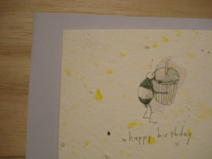 Grow-A-Note "Happy Birthday" ....A Bee Holding a Cupcake Card