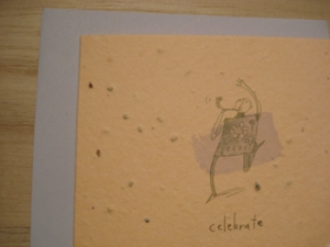 Grow-A-Note "Celebrate" .....Joyful Figure Blowing a Horn Card