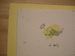 Grow-A-Note "Oh Baby"......Flying Baby Holding a Sunflower Card