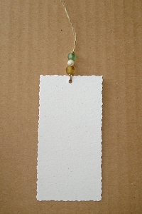 Organic Hemp Gift Tags (with Choice of Size, Edging & Bead Color....Set of 10) (NEW)