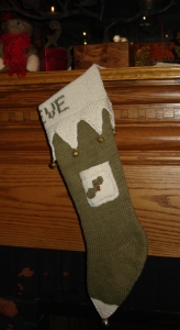 Eco-Friendly Hand Knit Holiday Stocking  (Pakucho Color Grown Organic Cotton Yarn)