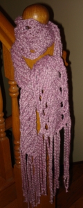 Vine Lace Hand Spun Chunky Organic Cotton Yarn Scarf