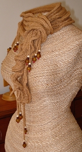 Eco Beaded Drawstring Skinny Scarf Kit  (Rich Cinnamon Chocolate & Deep Green) (NEW!)