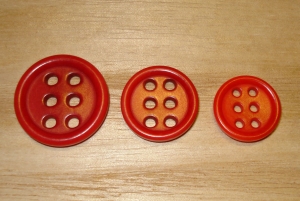 5/8" Poppy Red Corozo (Tagua Nut) 6 Hole Round Button