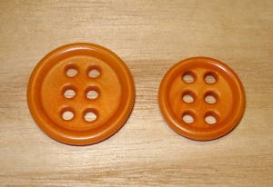 1" Warm Orange Corozo (Tagua Nut) 6 Hole Round Button
