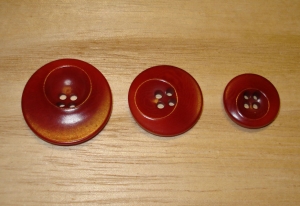 5/8" Red Wine Corozo (Tagua Nut) Abstract Rimmed Round Button