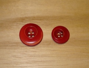 7/8" Cherry Red Corozo (Tagua Nut) Abstract Rimmed Round Button