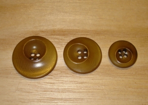 7/8" Bronzed Green Corozo (Tagua Nut) Abstract Rimmed Round Button