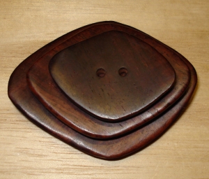 2" x 1 1/2"  Abstract Diamond Ebony Button