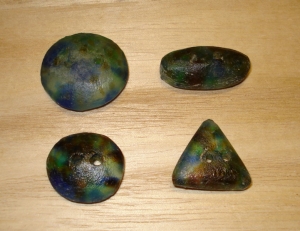 7/8" Recycled Glass Round Button (Translucent Deep Blue, Green, Rootbeer Mix)