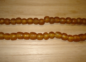 15 Amber Artisan Medium Recycled Glass Beads