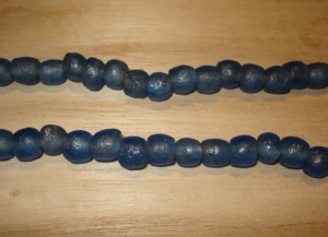 15 Indigo Blue Artisan Medium Recycled Glass Beads