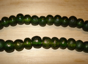 10 Deep Moss Artisan Large Recycled Glass Beads