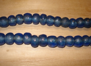 10 Indigo Artisan Large Recycled Glass Beads