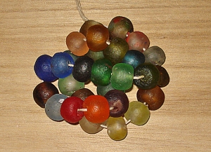 1 Set (33 large beads) Rainbow Mix Recycled Glass Beads