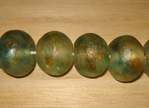 2 Mottled Aquarium  Artisan Jumbo Recycled Glass Beads