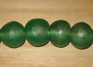 2 Deep Spring Artisan Jumbo Recycled Glass Beads