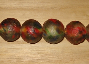 2 Deep Rainbow Artisan Jumbo Recycled Glass Beads