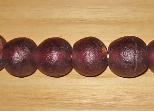 2 Deep Aubergine Purple Artisan Jumbo Recycled Glass Beads
