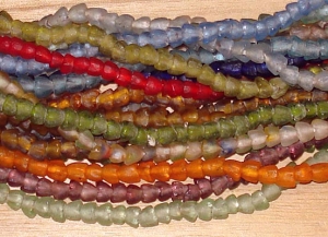1 Set (40 Tiny Nesting Blossom Beads) Rainbow Mix Recycled Glass Beads