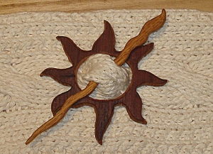 Eco Handmade Tribal Sun Wood Shawl Pin